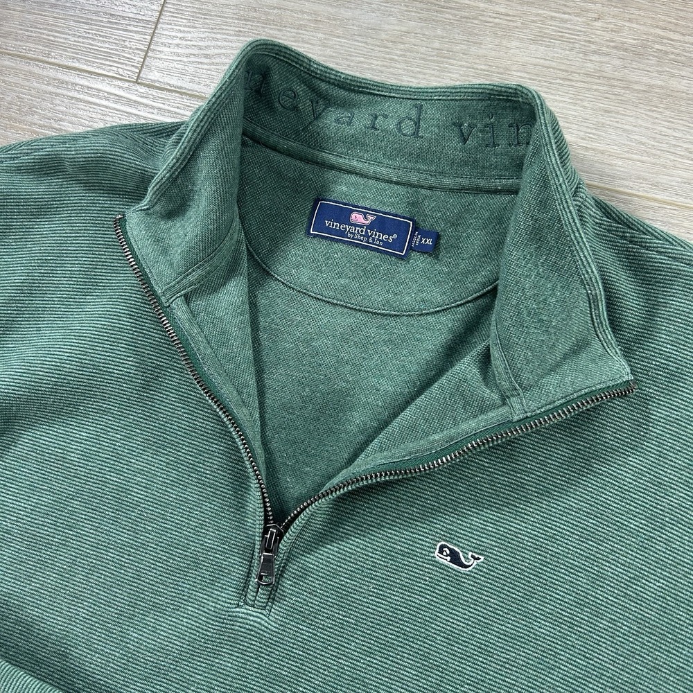 Vineyard Vines Sweater Mens 2XL Green 1/4 Zip Saltwater Performance Pullover - Picture 2 of 10